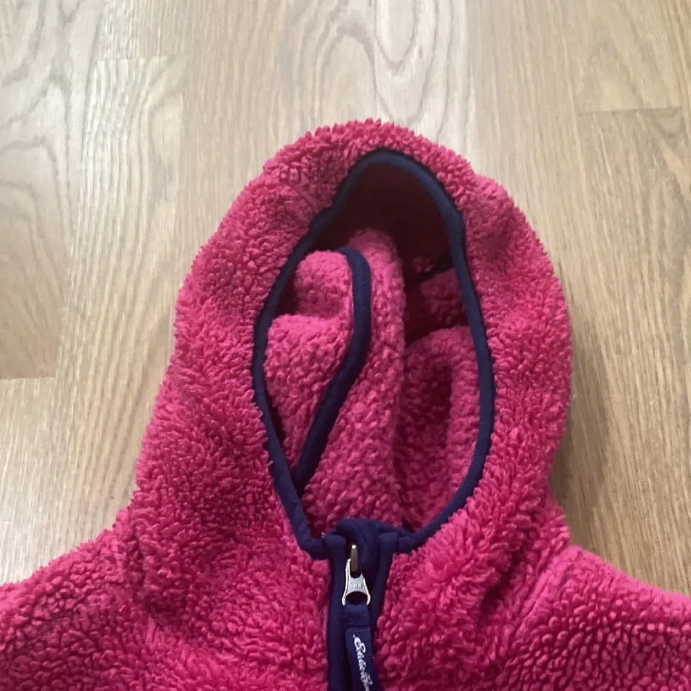 Eddie Bauer Girl’s Pink Blue Nylon Full Zip Sherpa Fleece Jacket Coat